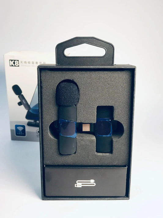 K8 Wireless Microphone, the perfect plug-and-play solution for YouTube, vlogging, live streaming, interviews, podcasts, online teaching