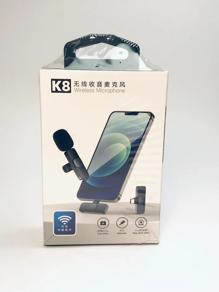 K8 Wireless Microphone, the perfect plug-and-play solution for YouTube, vlogging, live streaming, interviews, podcasts, online teaching