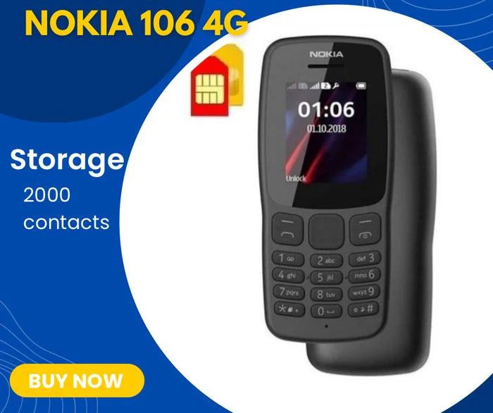 Nokia 106 Dual SIM (PTA Approved) – Box Pack | Long-Lasting Battery | Perfect for Calling (Official PTA Proved)