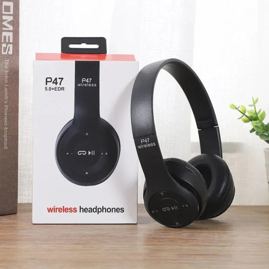 P47 Foldable Wireless Bluetooth Headphones – Universal Compatibility with Phones, Laptops & PCs"